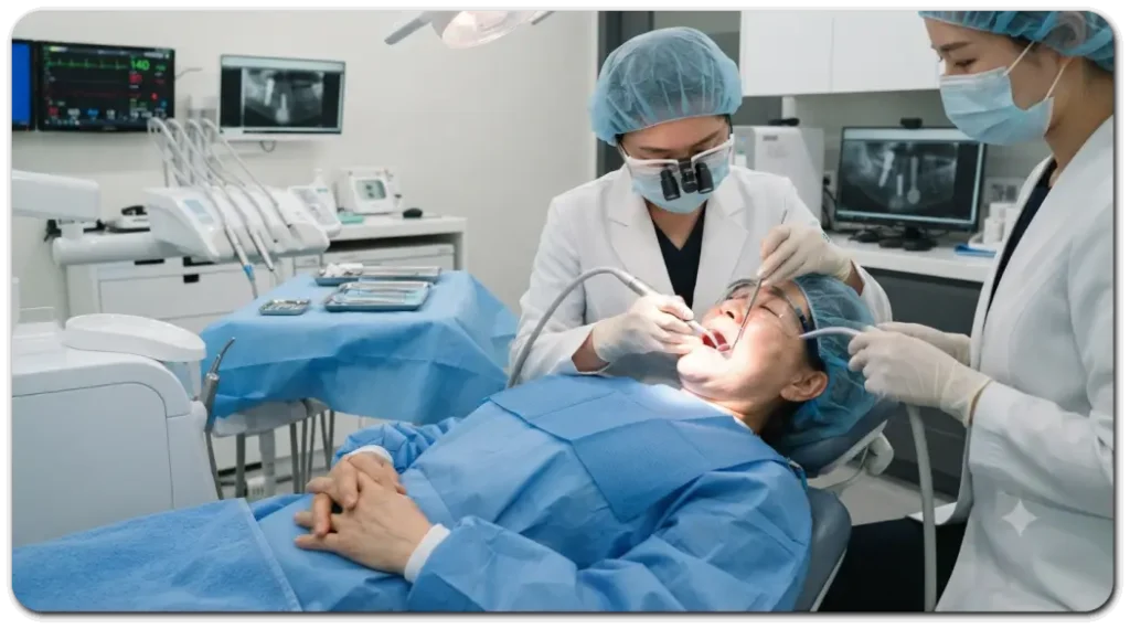 어르신-임플란트-지원받고-수술하는-환자