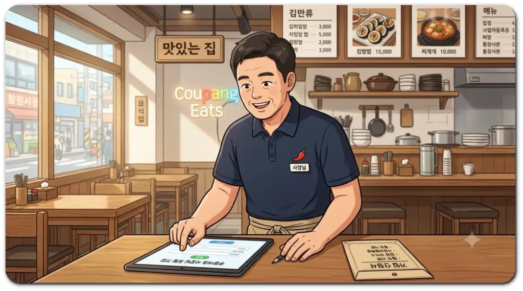 요식업-사장님이-쿠팡이츠-배달플랫폼에-가입하고있다
