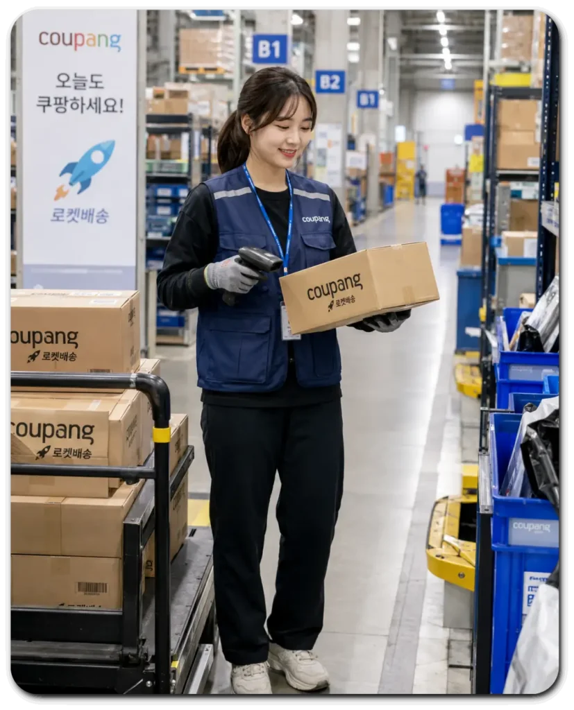 쿠팡-물류센터-일하는-여직원