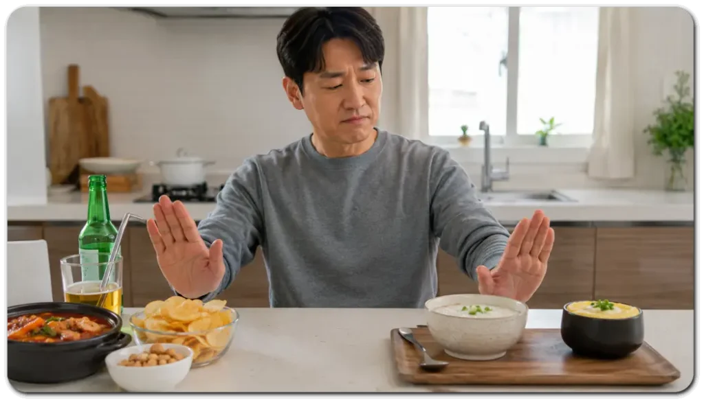 뜨겁고-단단한-음식과-술을-피하는-환자