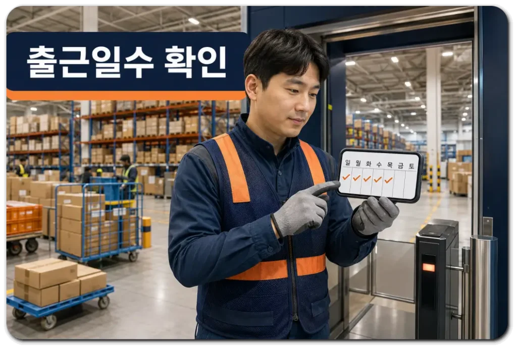물류센터-출근일수-확인하기