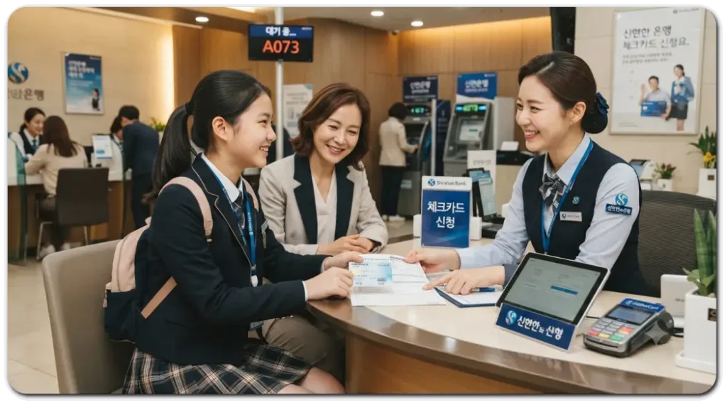 미성년자-체크카드-신청하는-은행-데스크