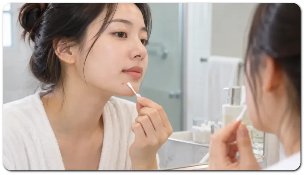 세안-후-앰플-면봉으로-턱-케어