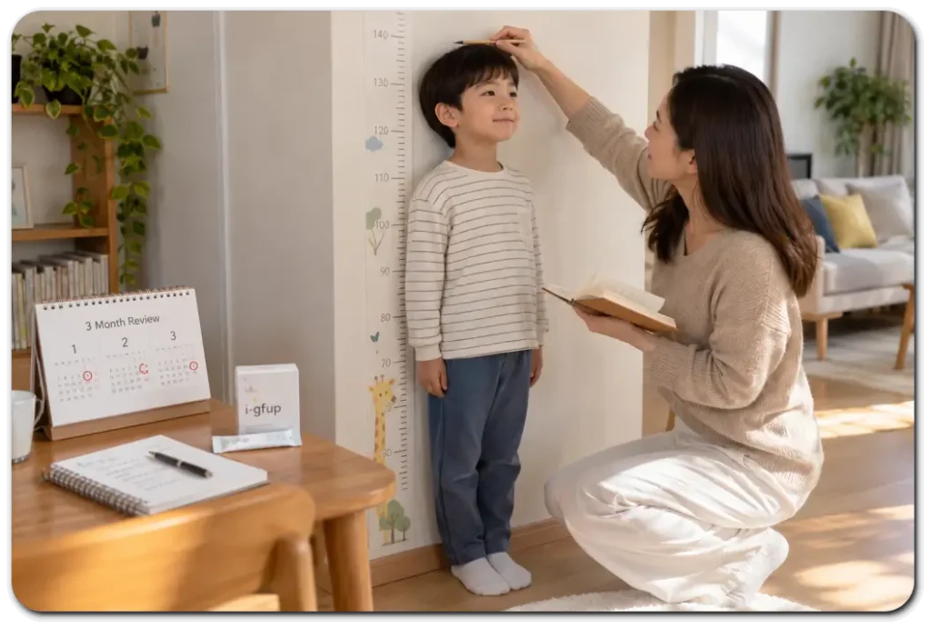 세-달-성장-기록-벽-앞-키-측정