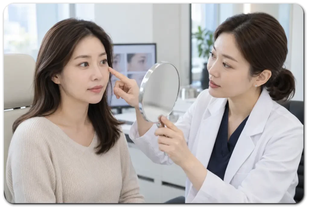 여성과-의사의-눈가-상담