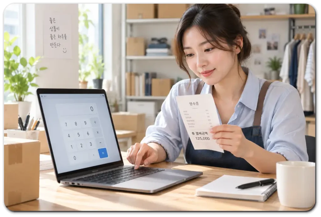 영수증-확인-후-공급가액-계산-시작