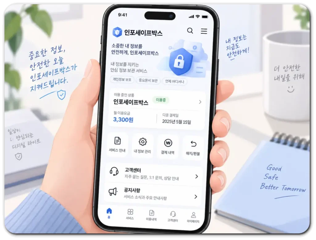 인포세이프박스-이용중-확인-화면