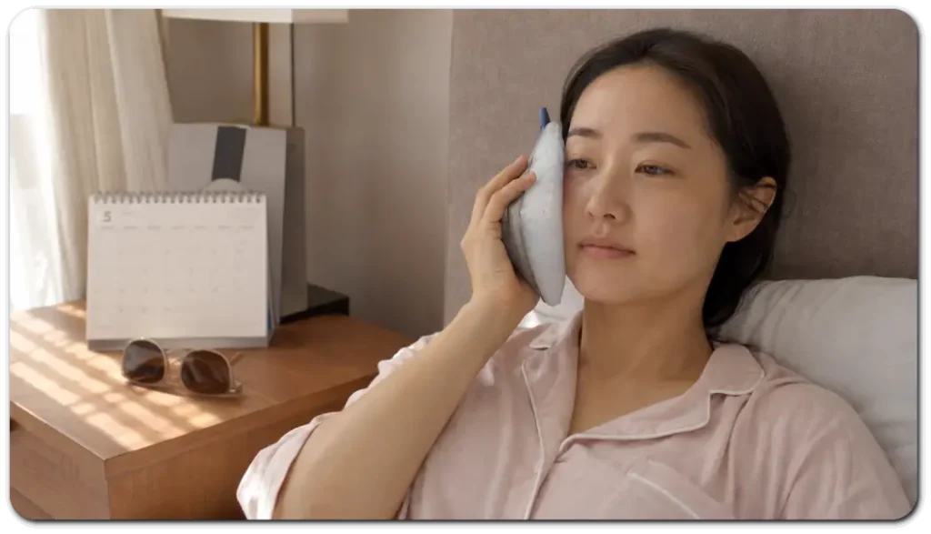 집에서-냉찜질하며-회복하는-모습